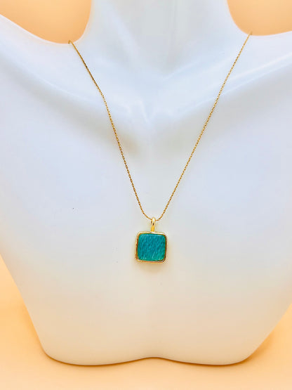 New! Amazonite square pendant